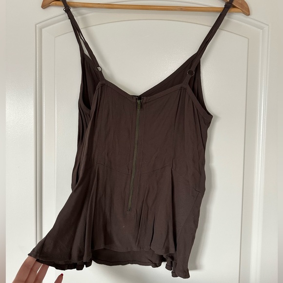 NWT urban outfitters pins‎ and needles gray brown camisole tank top with zipper - Picture 6 of 7